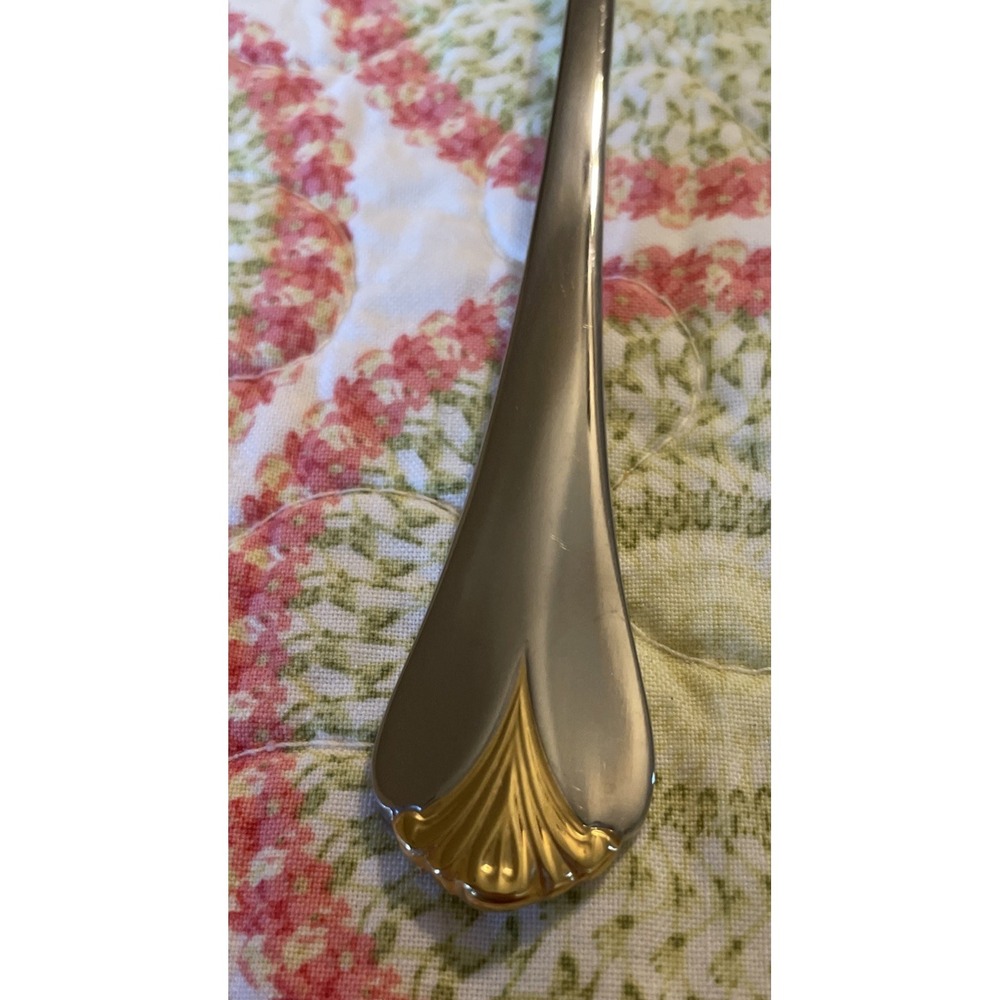 Yamazaki Cara Teaspoons Gold Accent Glossy Stainless Japan Flatware Set Of 2 - Picture 2 of 6
